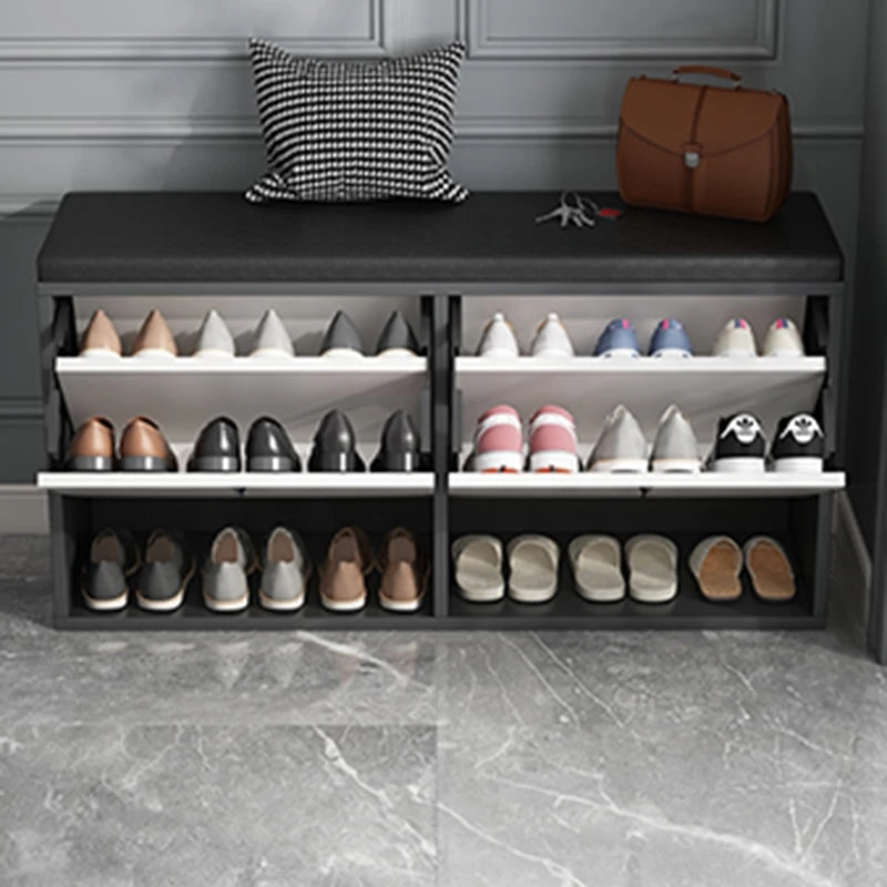 Shoe Cabinets With Layers, Black and white - 100x35x51cm
