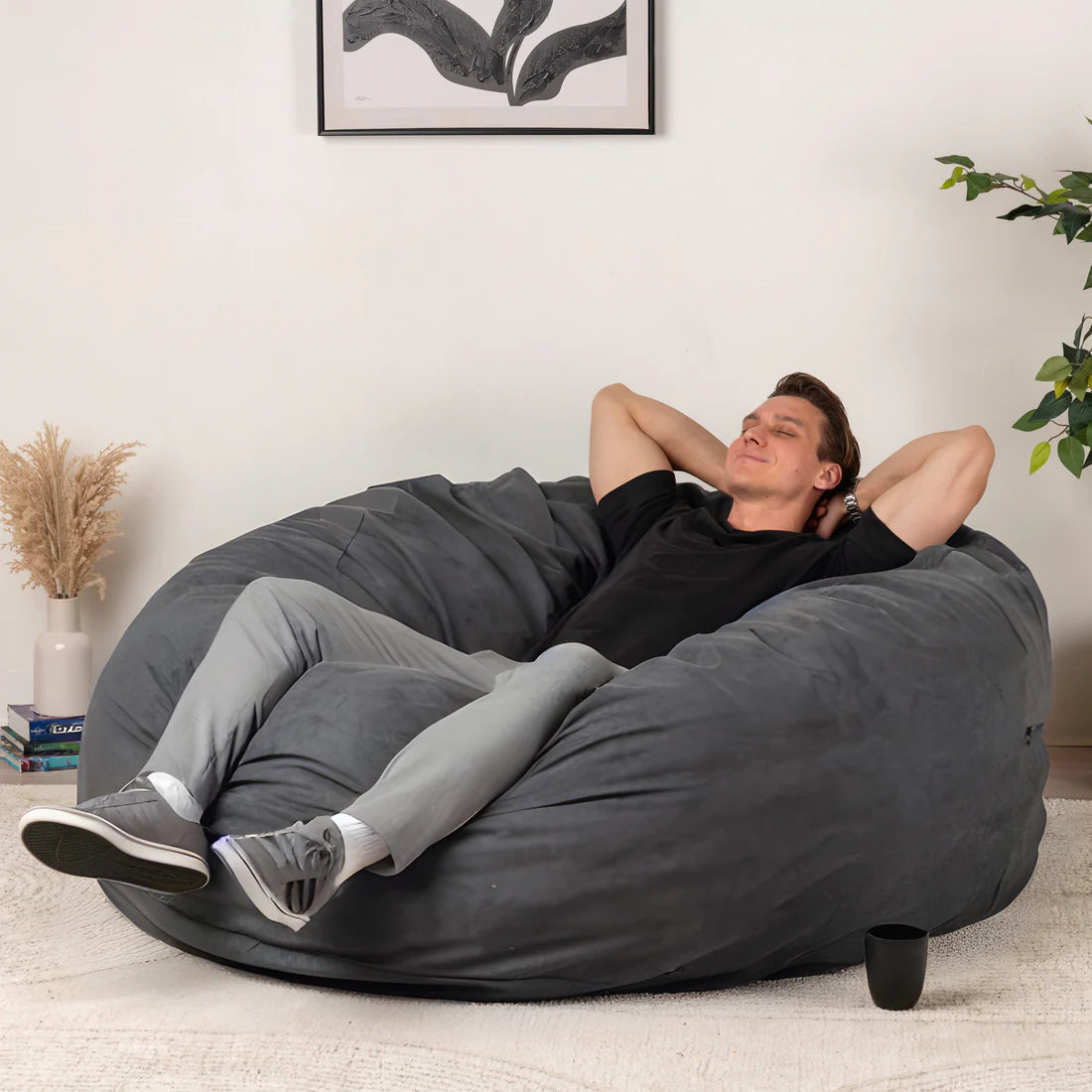 Giant Foam-Filled Bean Bag Chair - Velvet 5.5 ft (cover and filler included)