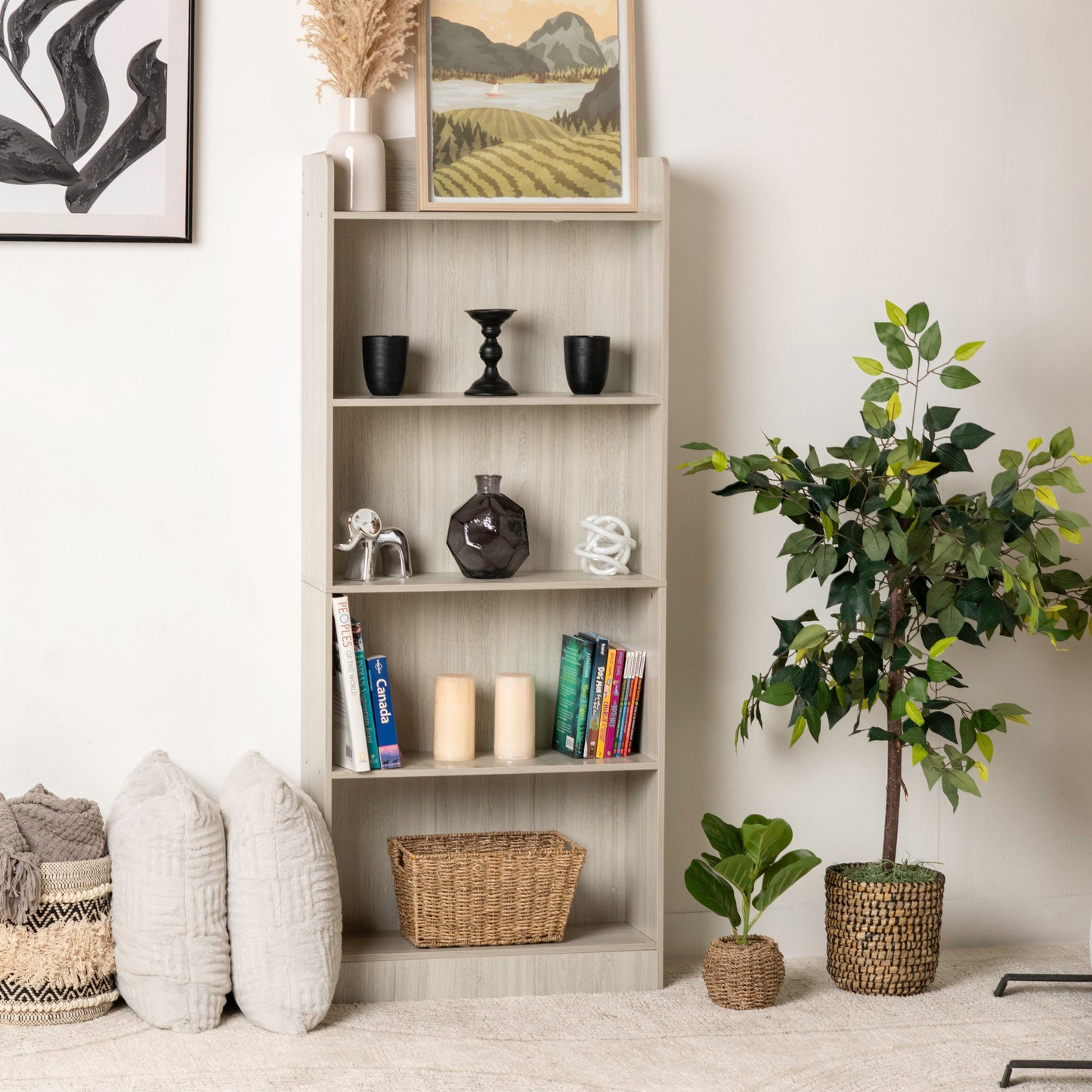 Sturdy 5-Shelf Modern Bookcase Organizer