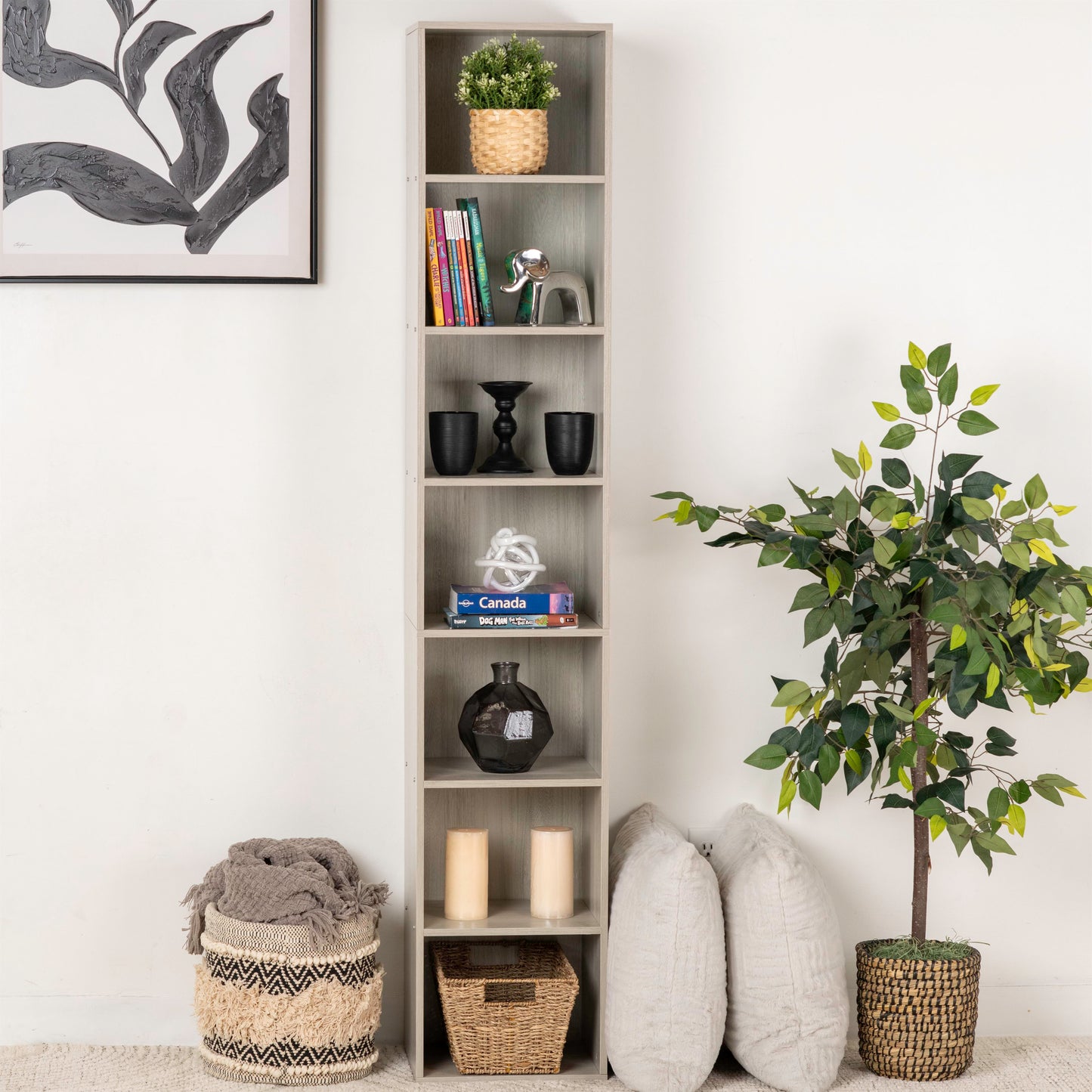 Elegant 7-Shelf Corner Bookcase Organizer