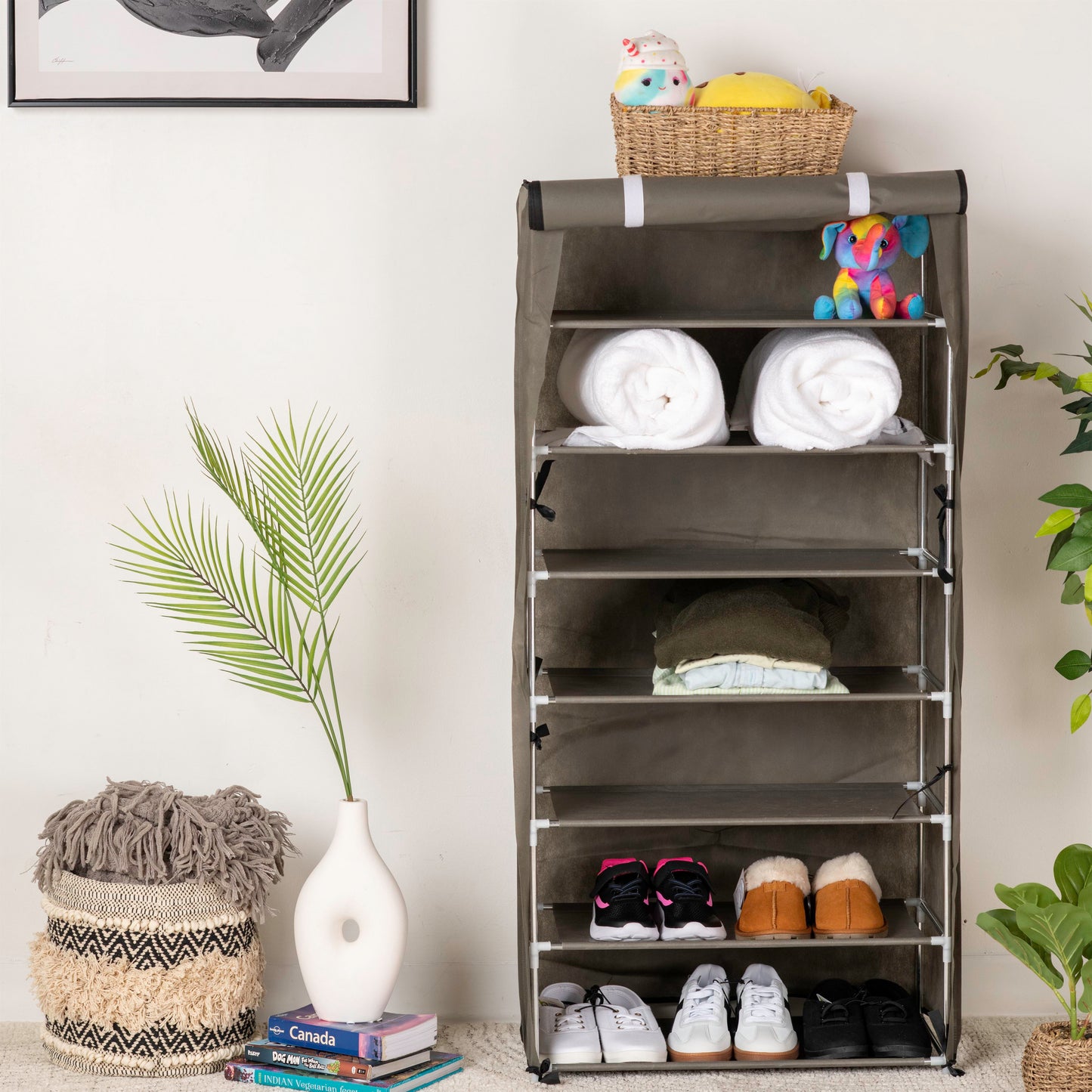 Portable 7-Tier Fabric Shoe Rack