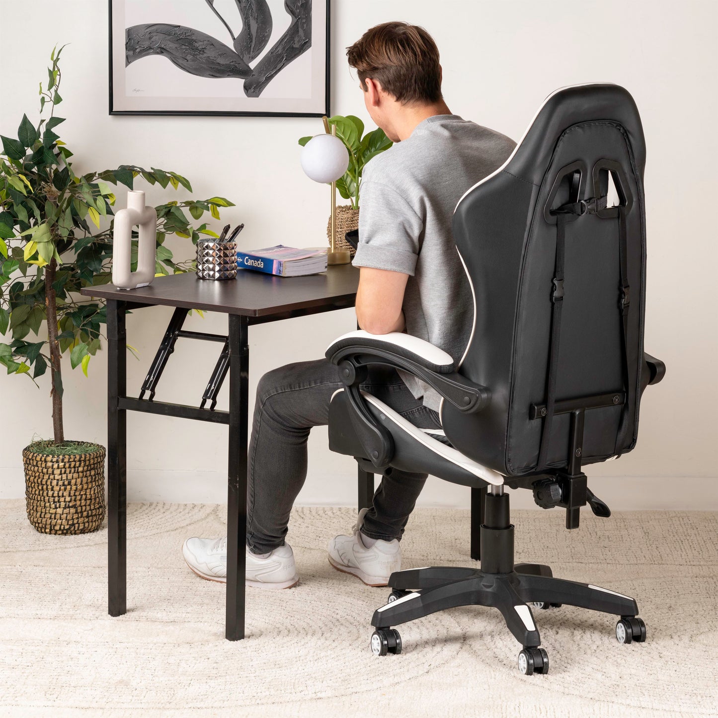 Leather Gaming Chair – Ergonomic with Headrest & Footrest