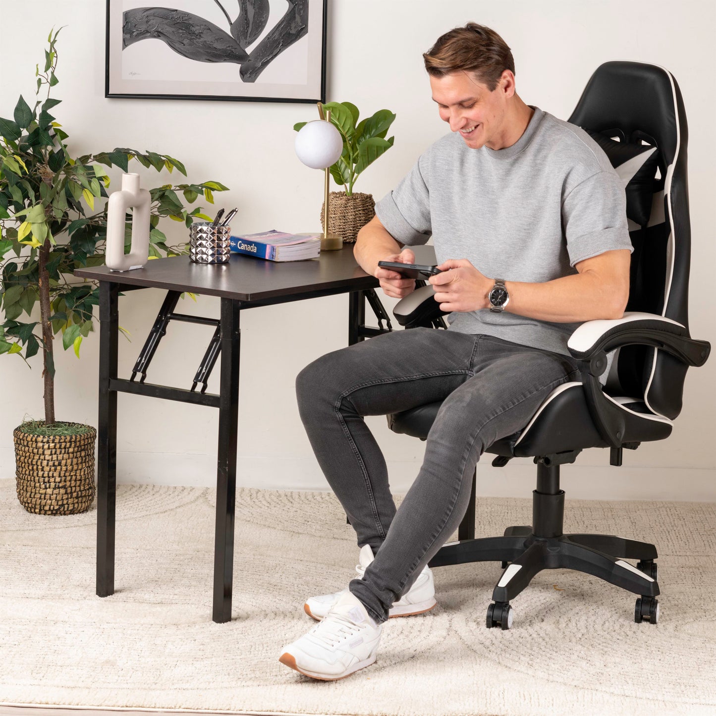 Leather Gaming Chair – Ergonomic with Headrest & Footrest