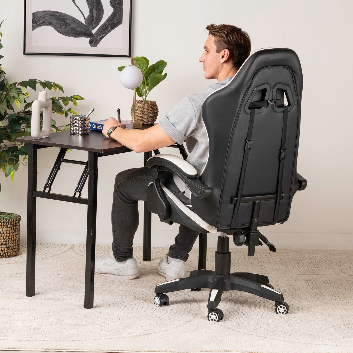 Leather Gaming Chair – Ergonomic with Headrest & Footrest