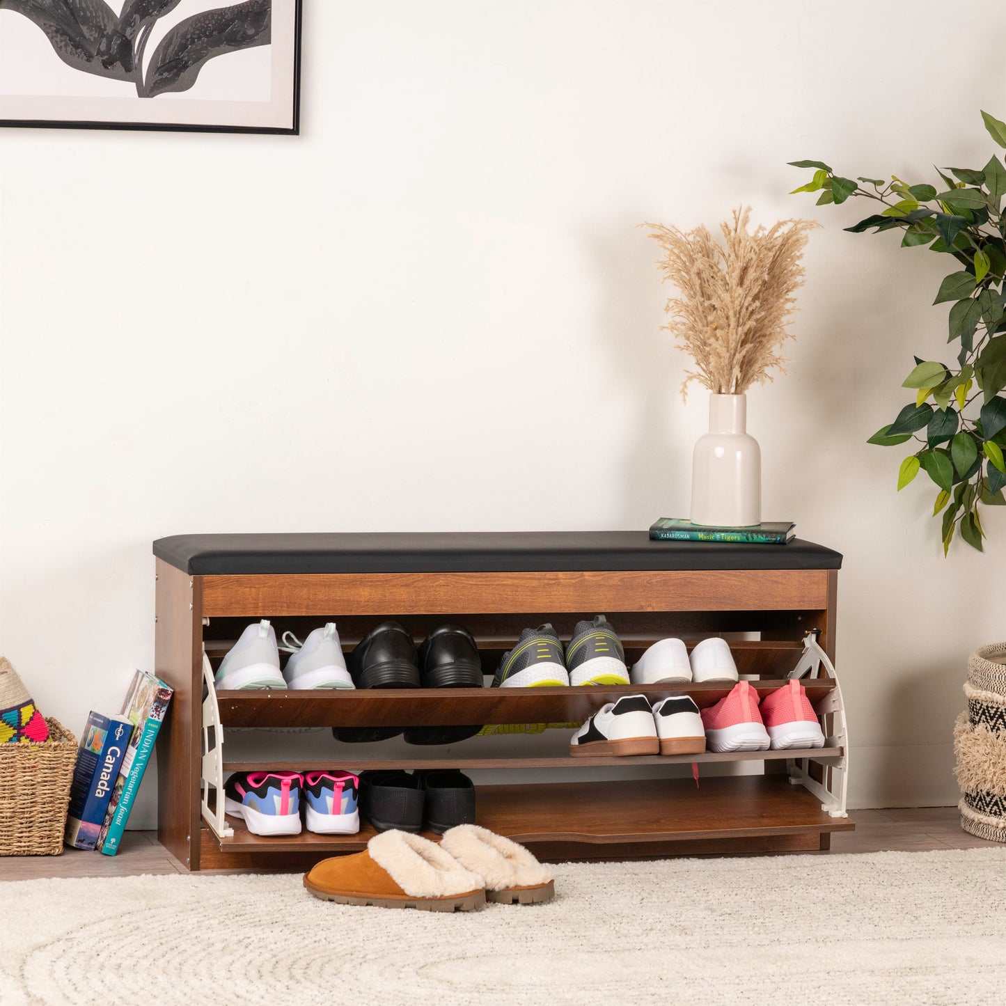 Modern Bench Shoe Cabinet – 100x30x52cm