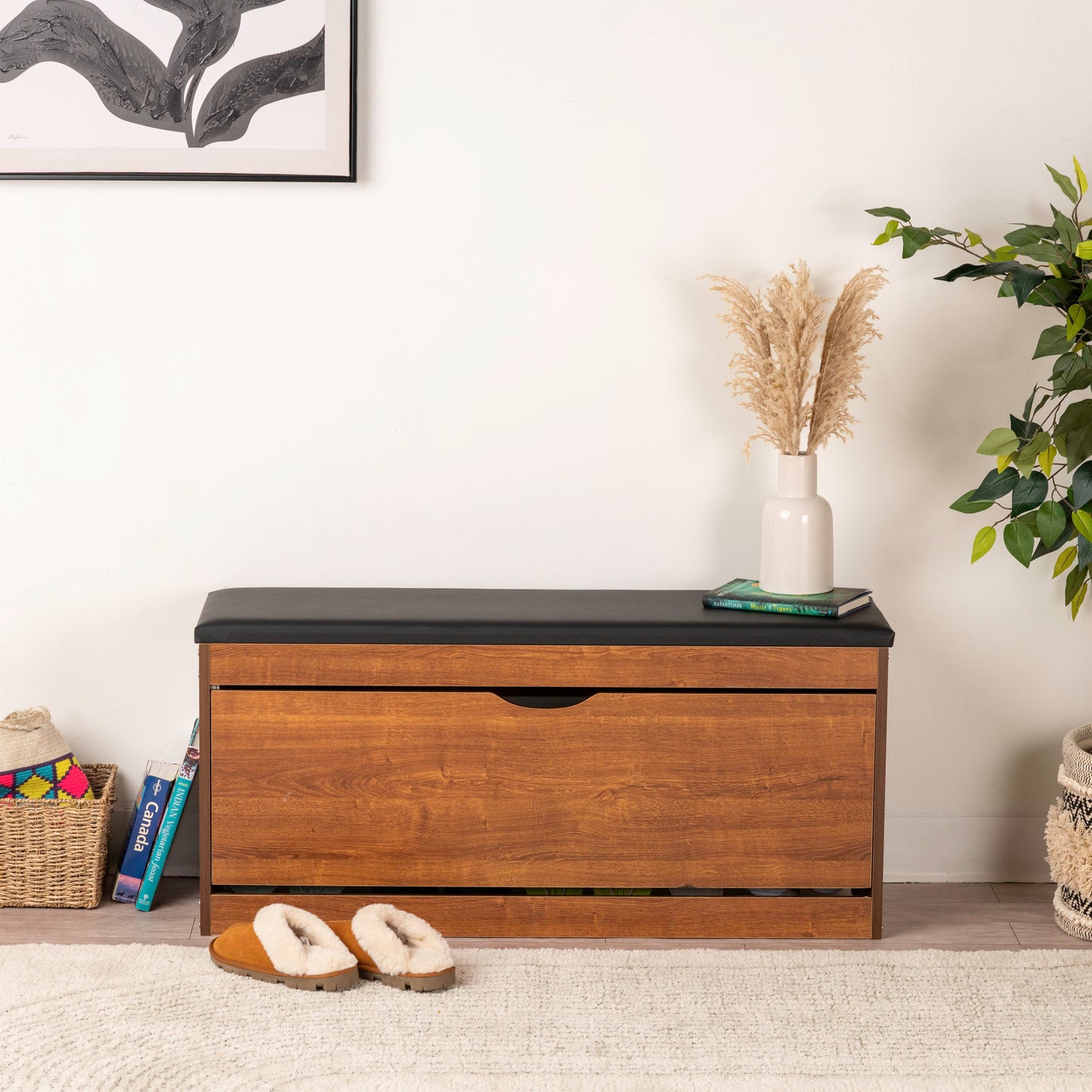 Modern Bench Shoe Cabinet – 100x30x52cm