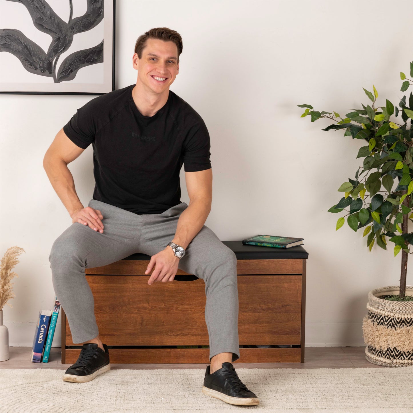 Modern Bench Shoe Cabinet – 100x30x52cm