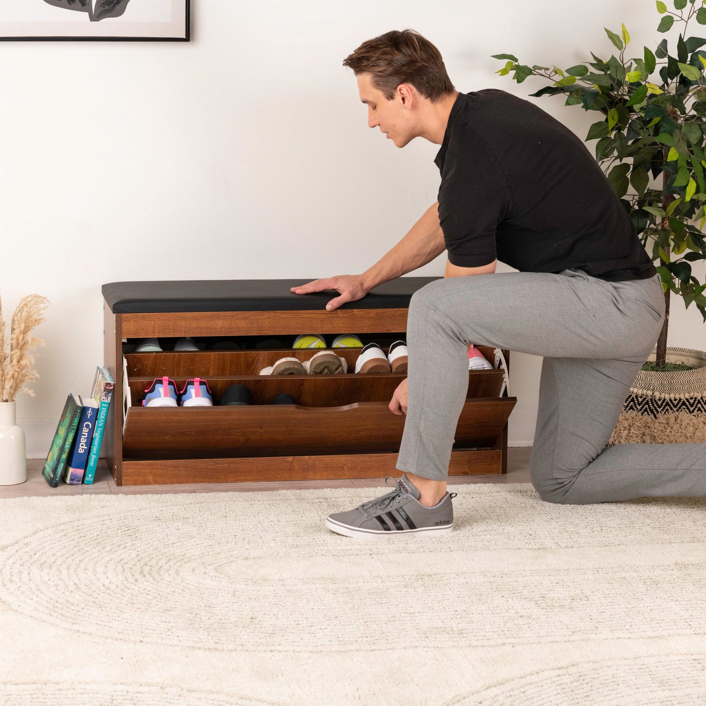 Modern Bench Shoe Cabinet – 100x30x52cm