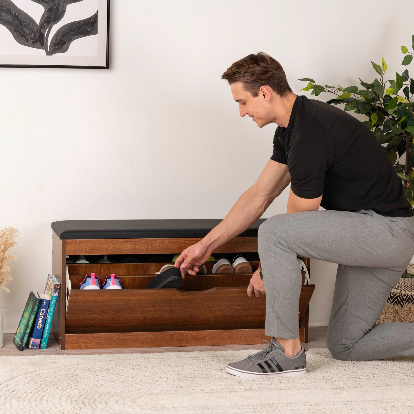 Modern Bench Shoe Cabinet – 100x30x52cm