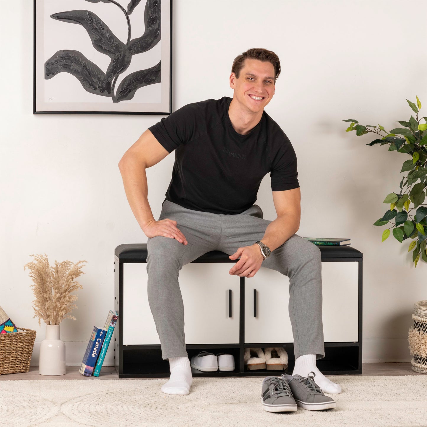 Modern Bench Shoe Cabinet – 100x35x51cm