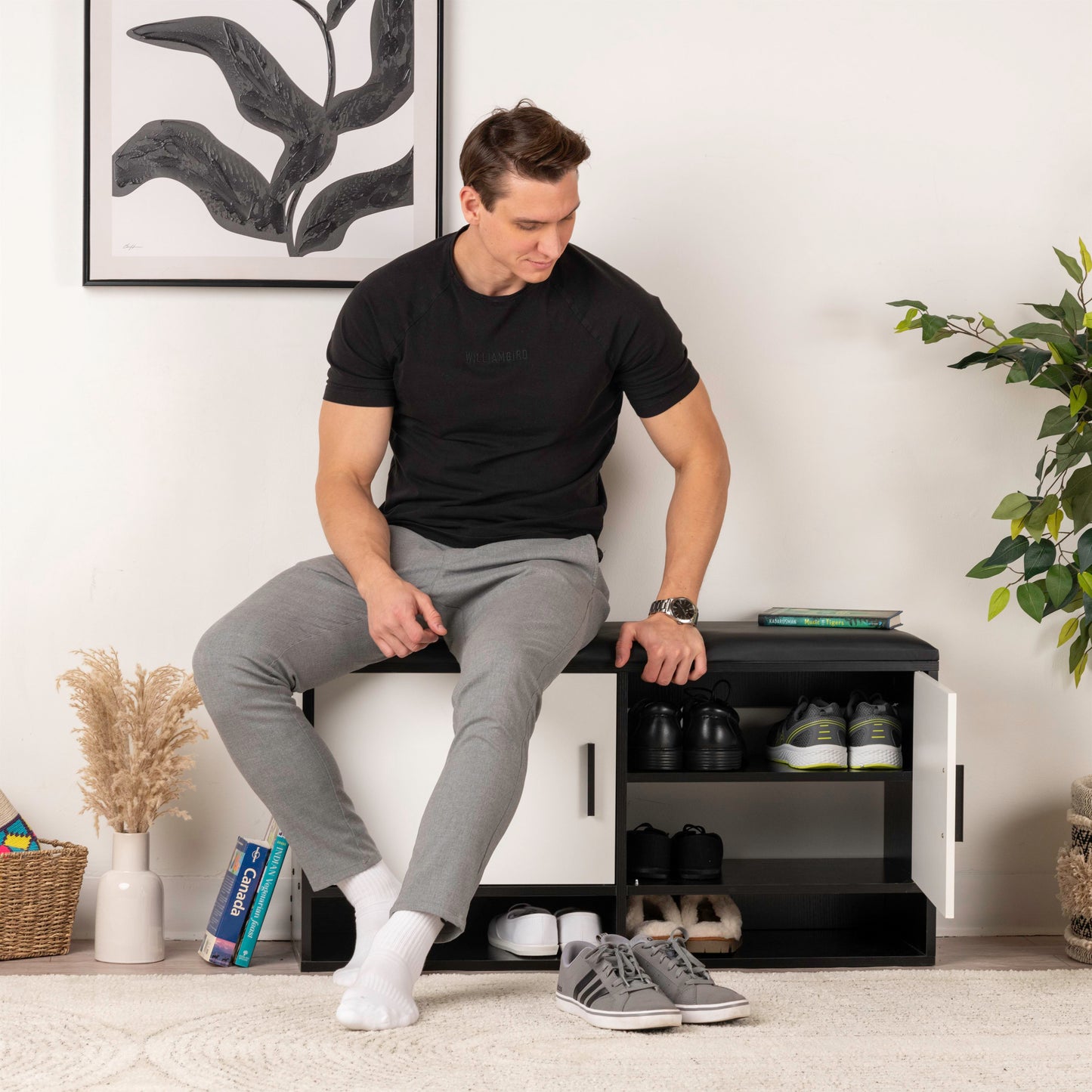 Modern Bench Shoe Cabinet – 100x35x51cm