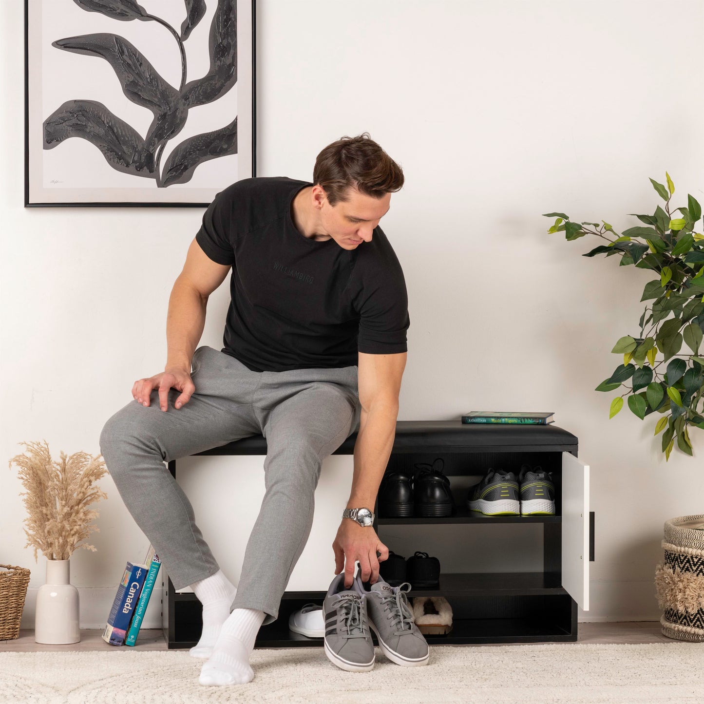 Modern Bench Shoe Cabinet – 100x35x51cm