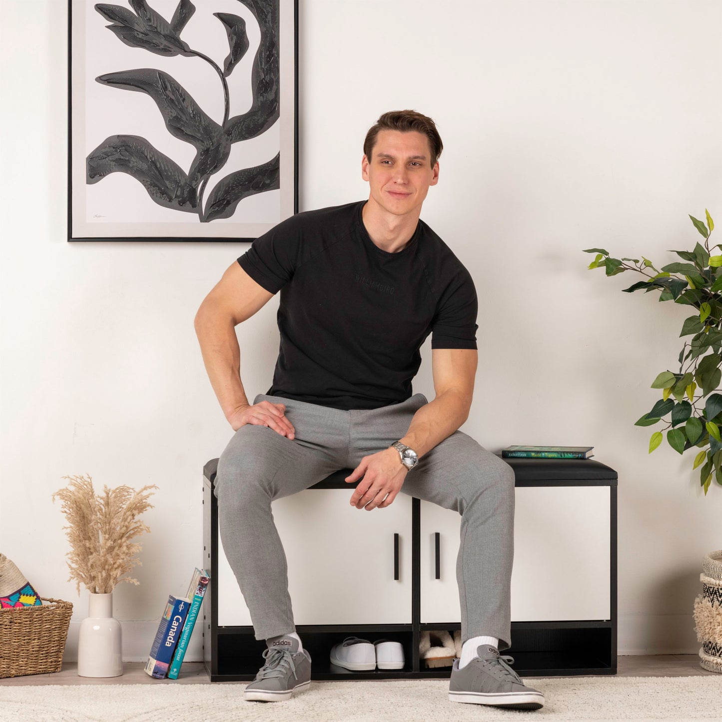 Modern Bench Shoe Cabinet – 100x35x51cm