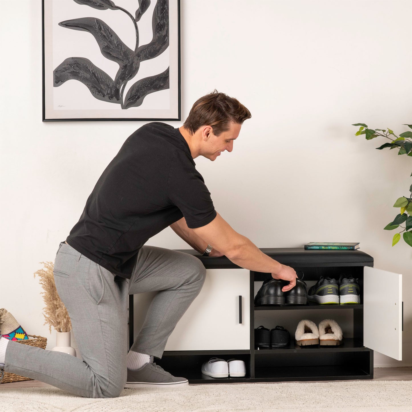 Modern Bench Shoe Cabinet – 100x35x51cm