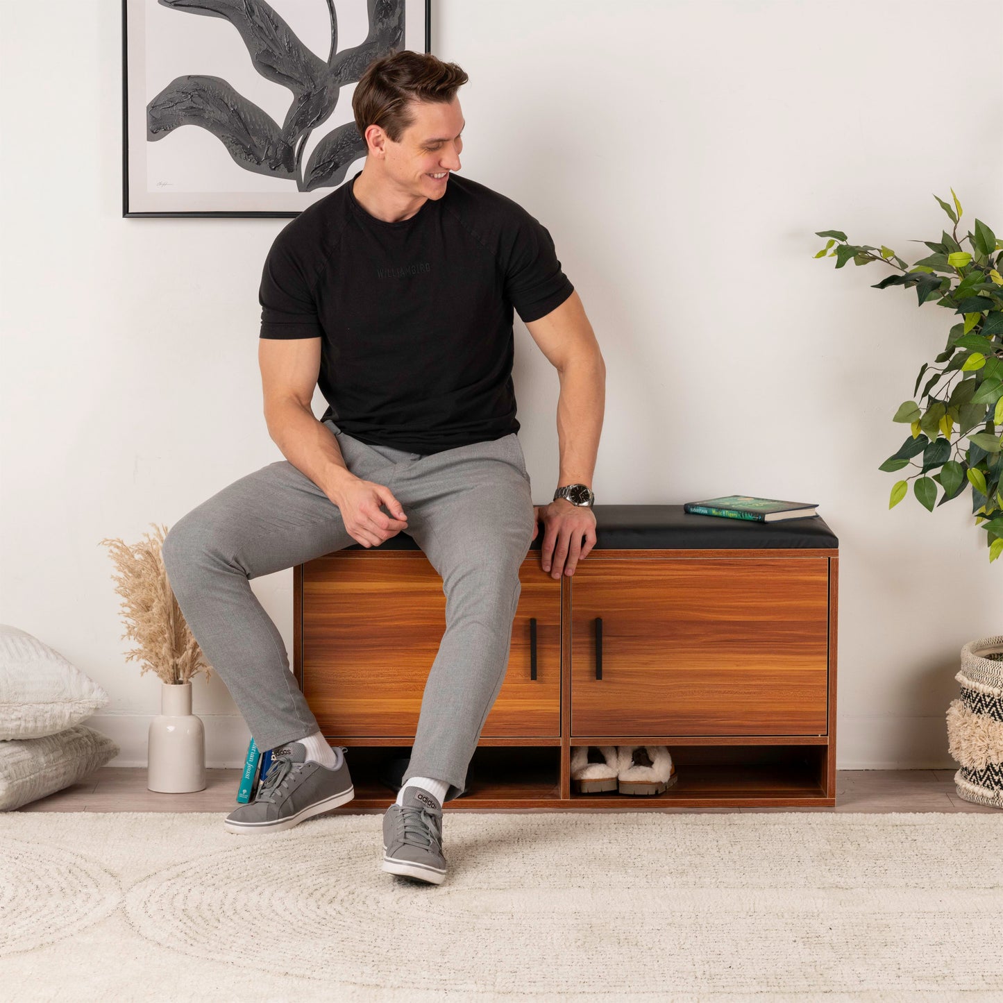 Modern Bench Shoe Cabinet – 100x35x51cm