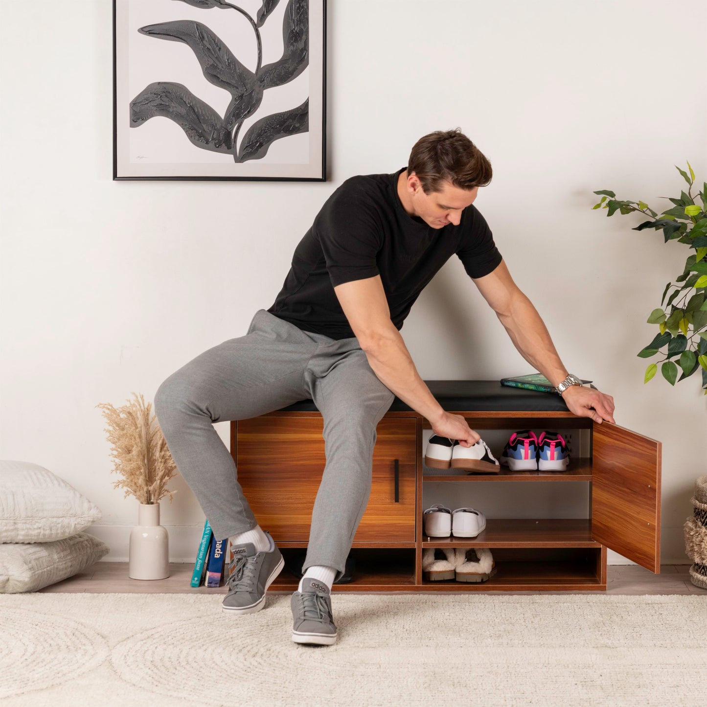 Modern Bench Shoe Cabinet – 100x35x51cm