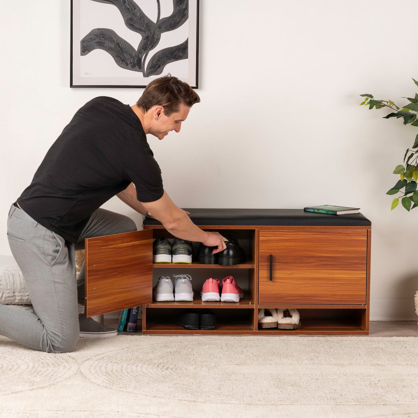 Modern Bench Shoe Cabinet – 100x35x51cm