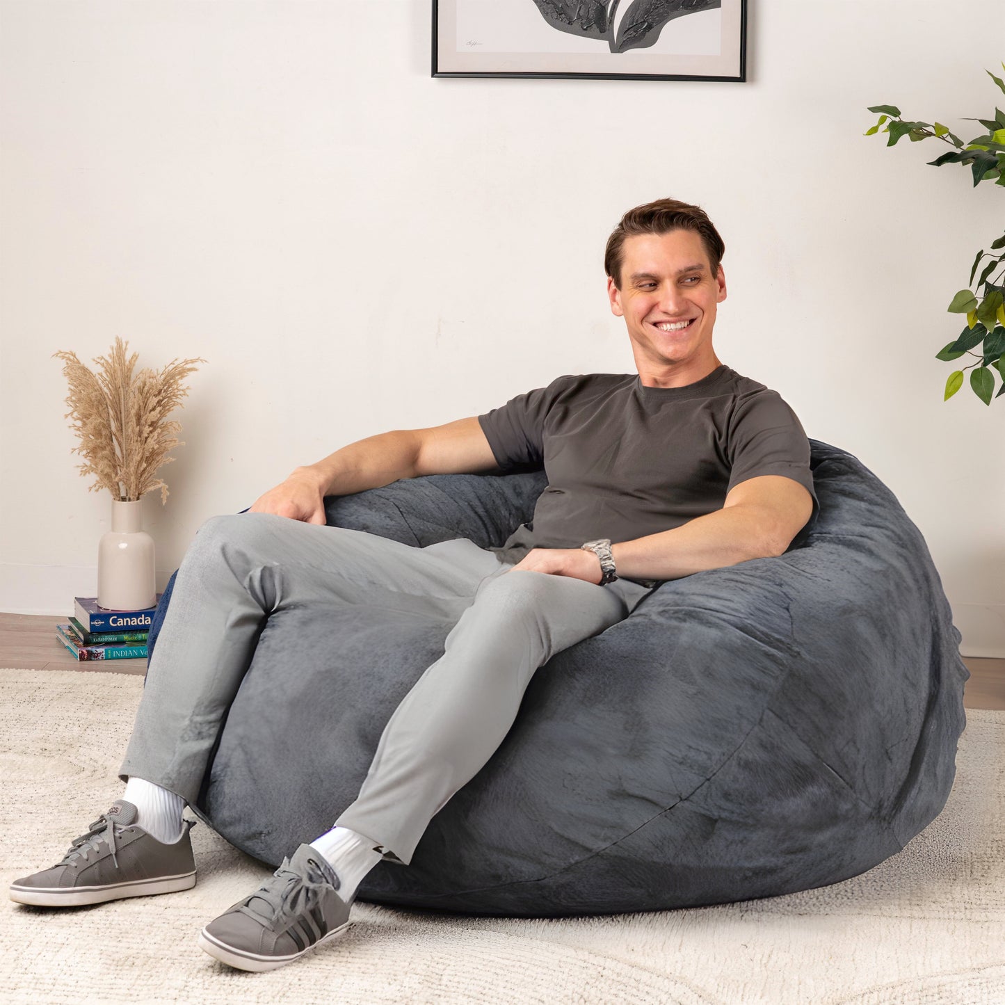 Giant Foam-Filled Bean Bag Chair - 4ft Faux Fur (cover and filler included)