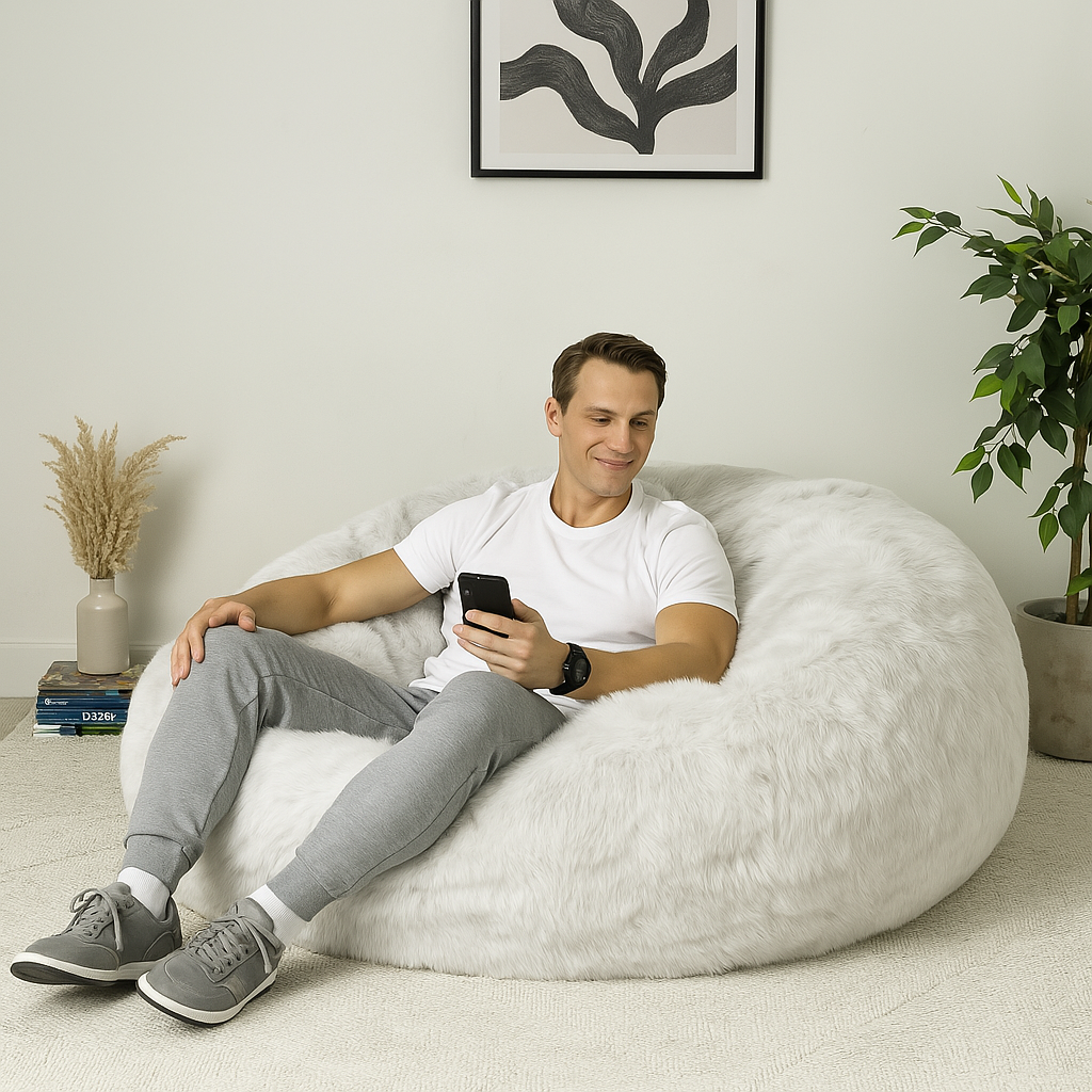 Giant Foam-Filled Bean Bag Chair - Faux Fur 5.5 ft (cover and filler included)
