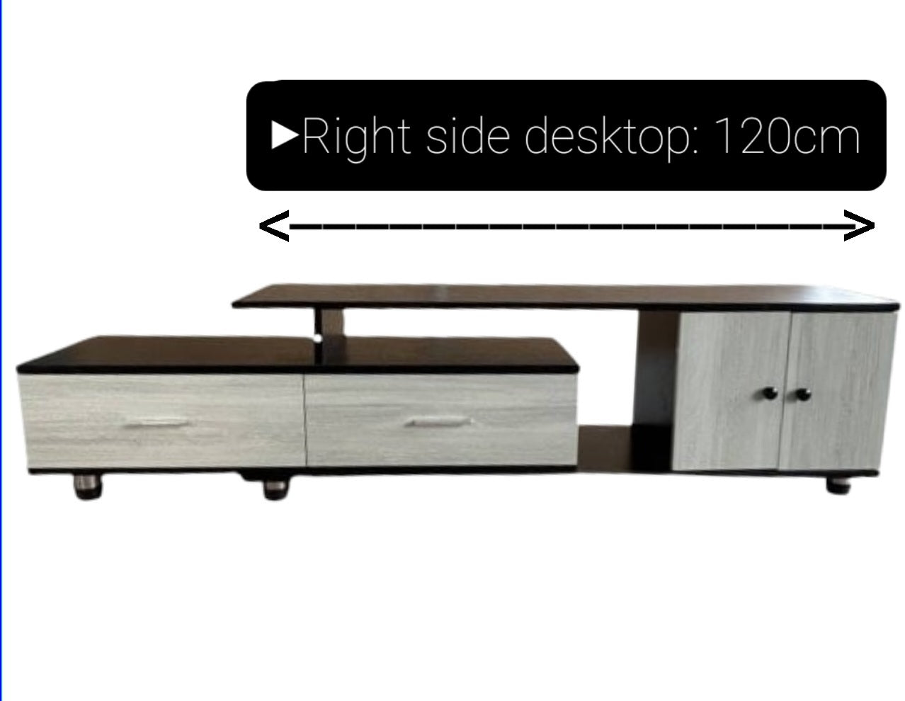 Brand New Modern TV Stand TV Table – Expendable Width - Solid TV Standing Console Table with Drawers and Storage