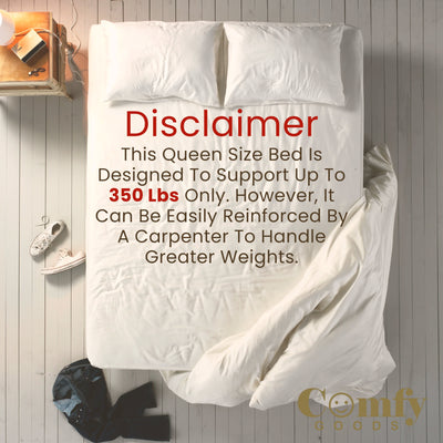 Elegant Queen Size Bed Frame with Wooden Slats