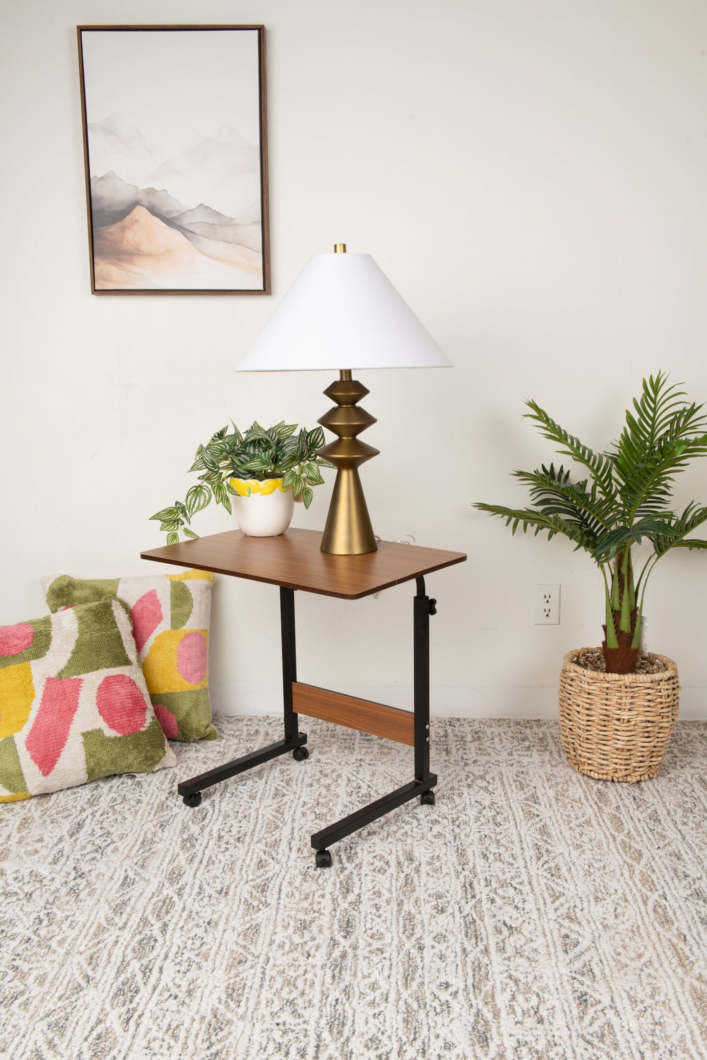 Height-Adjustable Standing Table with Wheels