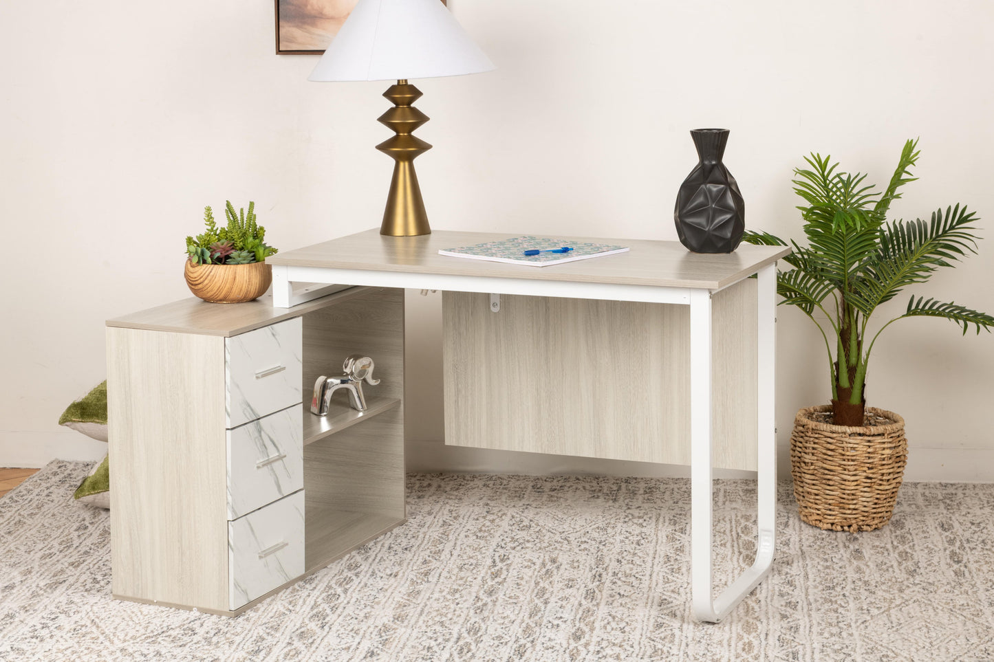 Modern L-Shaped Office Desk for Multi-Tasking