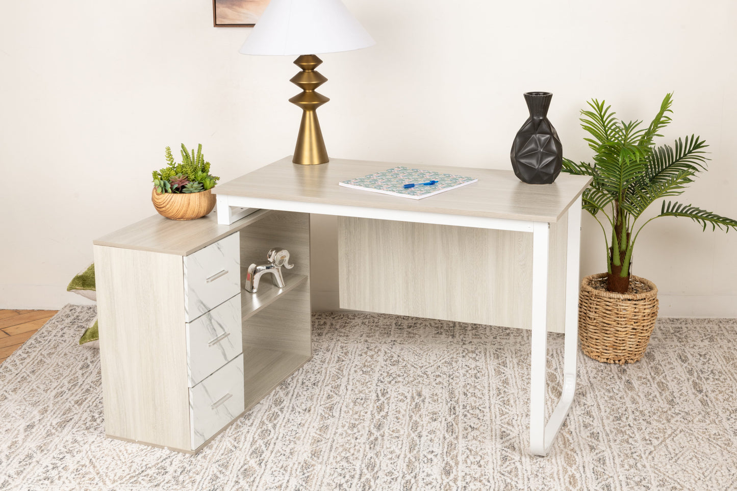 Modern L-Shaped Office Desk for Multi-Tasking