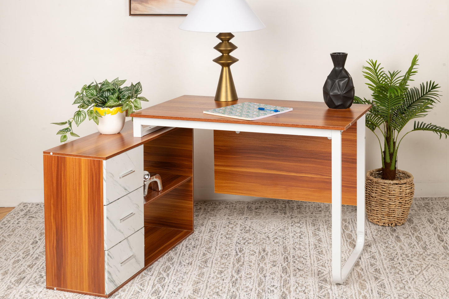 Modern L-Shaped Office Desk for Multi-Tasking
