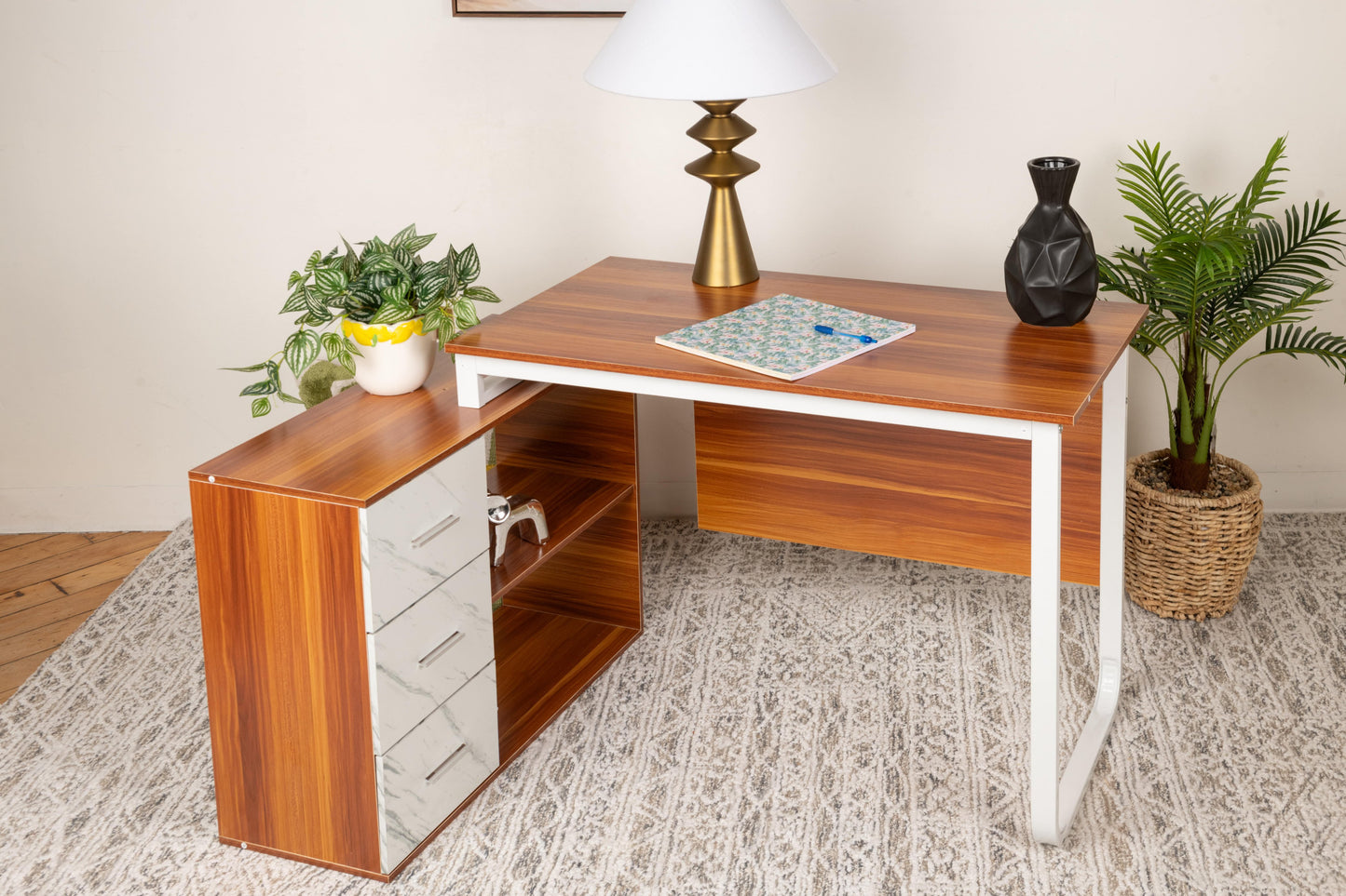 Modern L-Shaped Office Desk for Multi-Tasking