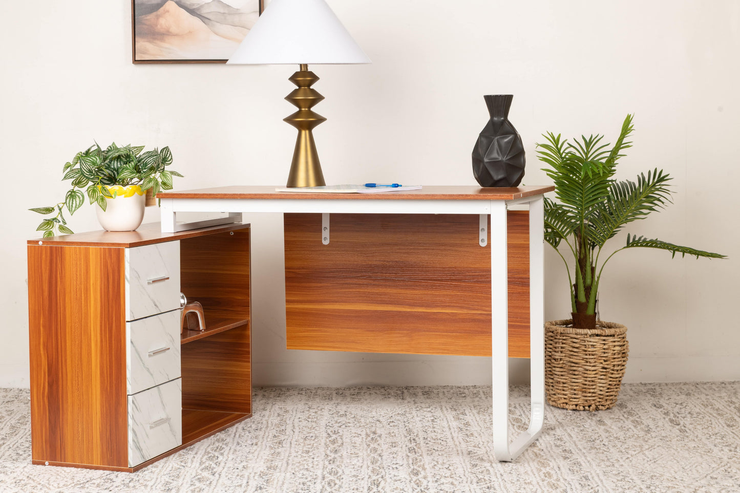 Modern L-Shaped Office Desk for Multi-Tasking