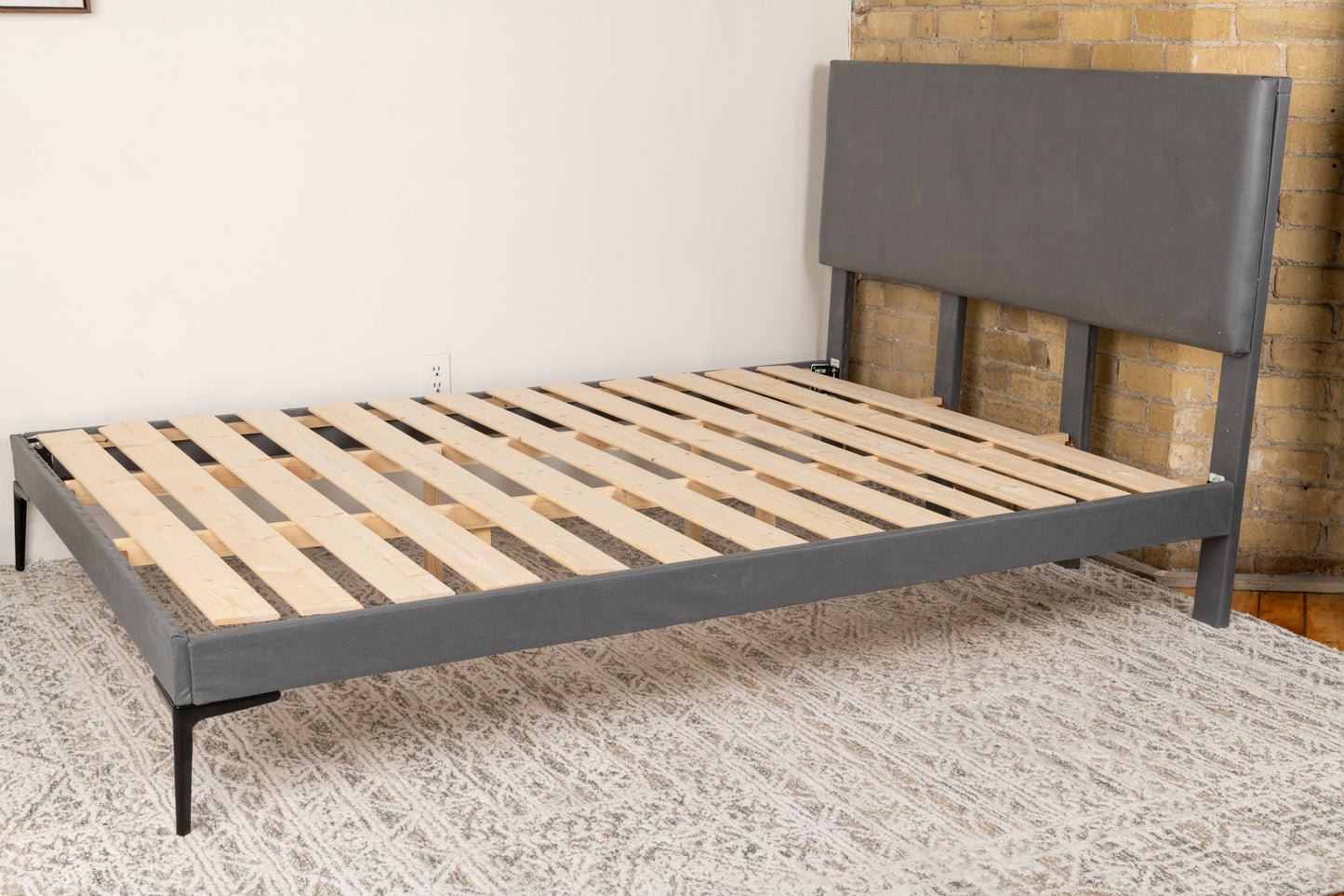 Elegant Queen Size Bed Frame with Wooden Slats