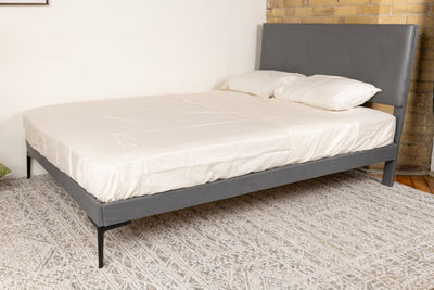 Elegant Queen Size Bed Frame with Wooden Slats