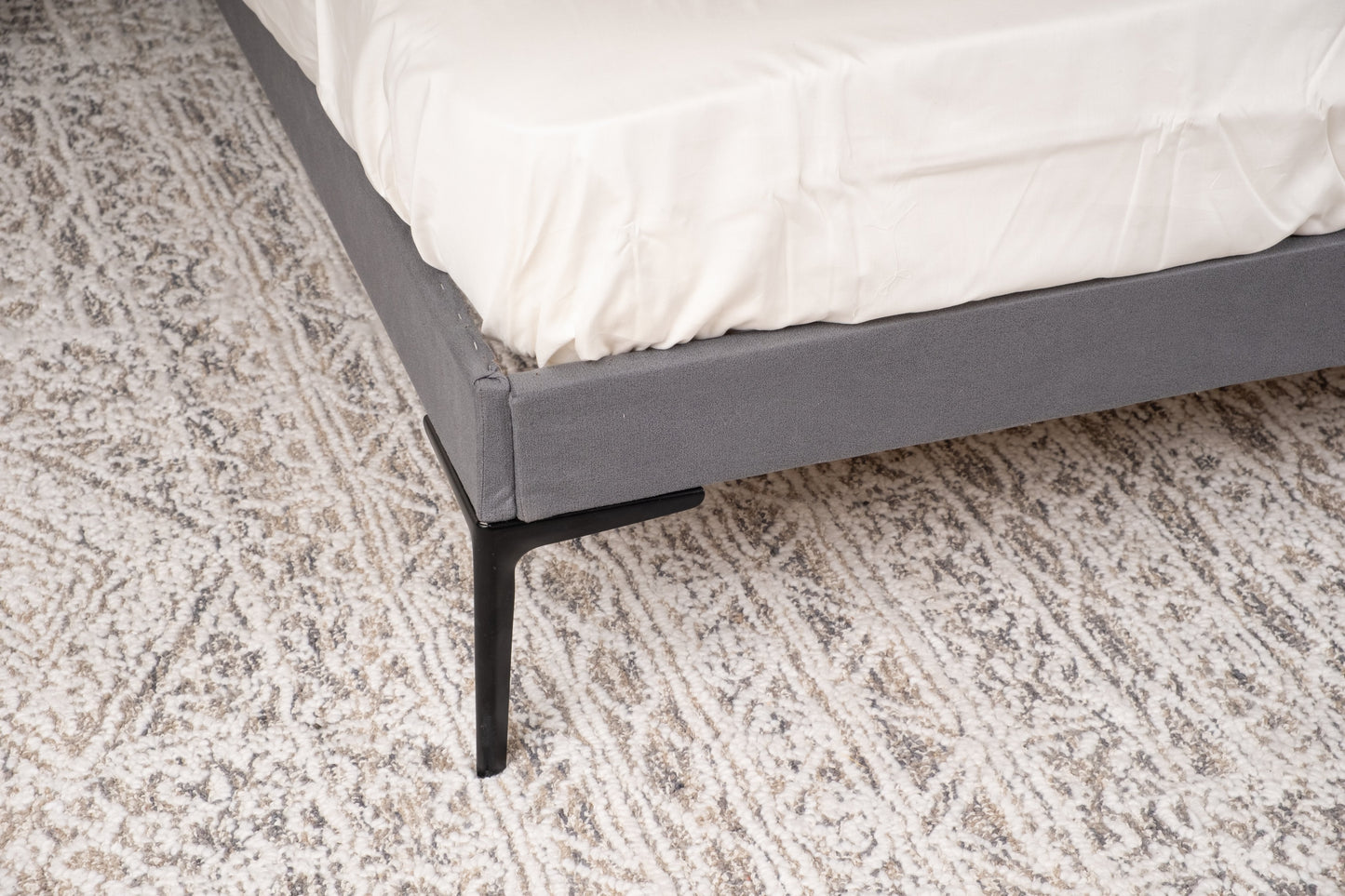 Elegant Queen Size Bed Frame with Wooden Slats