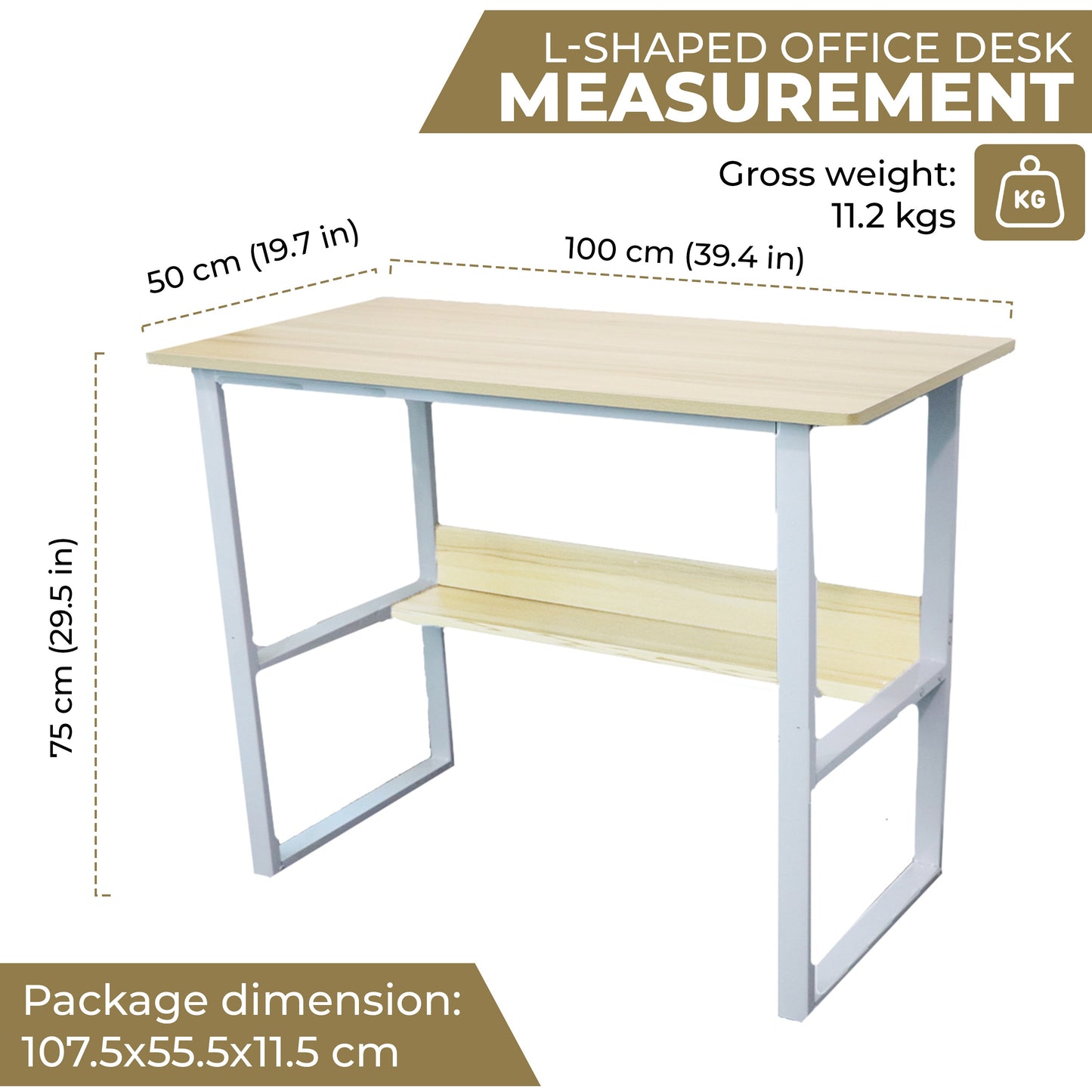 Modern Office Computer Desk with Bookshelf