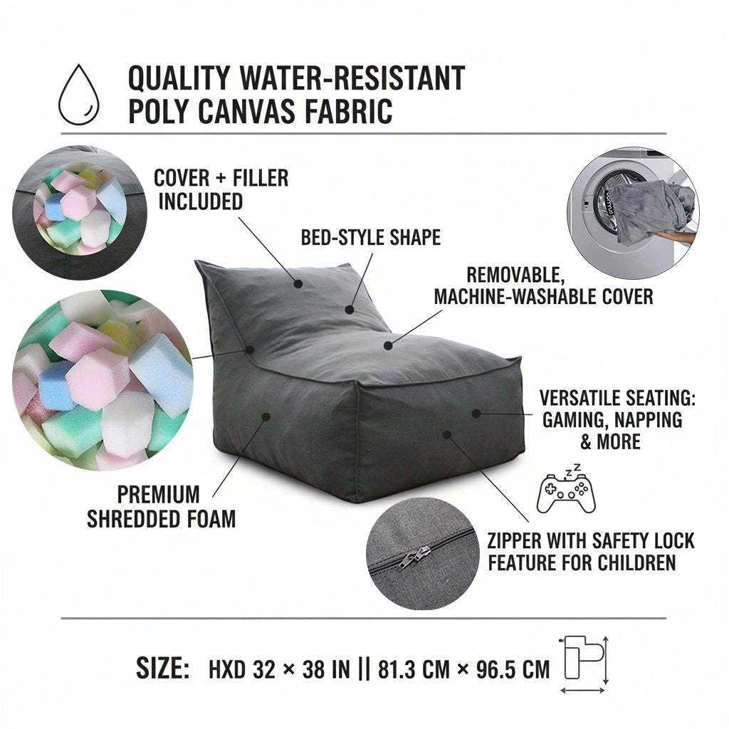 Ultimate Comfort L-shaped Bean Bag (cover and filler included)