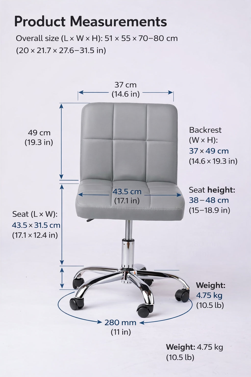 Ergonomic Leather Chair for Office or Waiting Room (4-Piece Set)