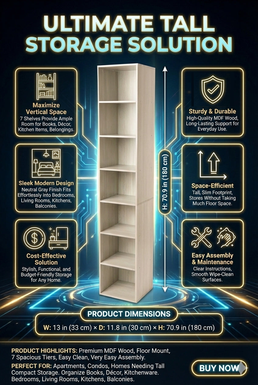 Élégante bibliothèque d'angle à 7 étagères
