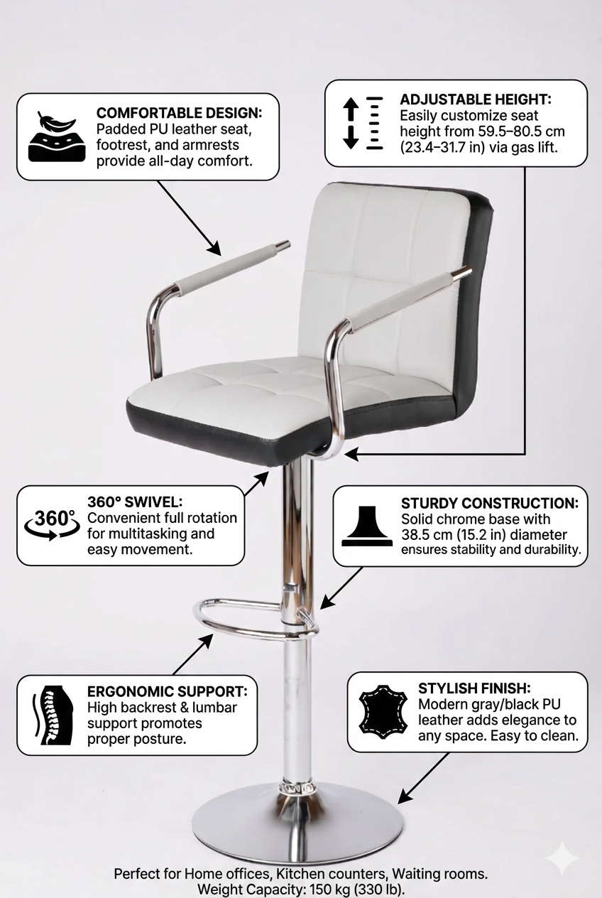 Chaise ergonomique en cuir pour bureau et salle d'attente