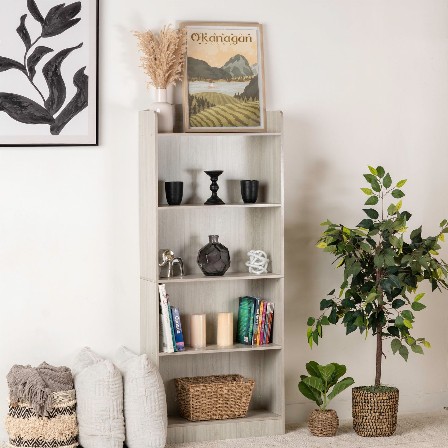 Sturdy 5-Shelf Modern Bookcase Organizer