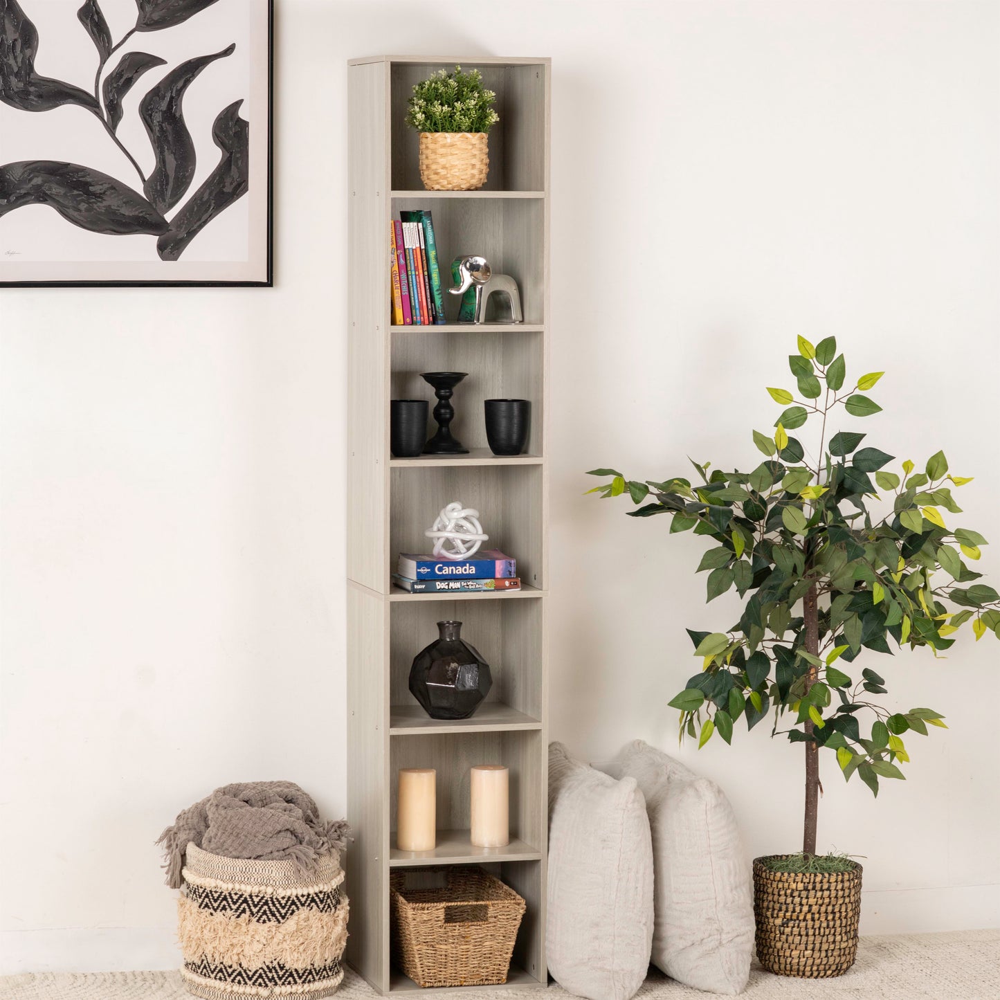Elegant 7-Shelf Corner Bookcase Organizer