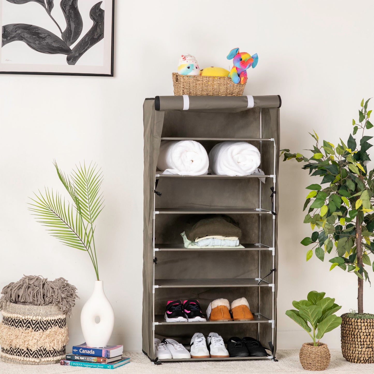 Portable 7-Tier Fabric Shoe Rack
