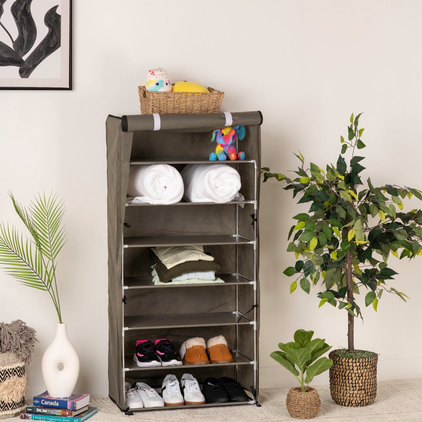 Portable 7-Tier Fabric Shoe Rack
