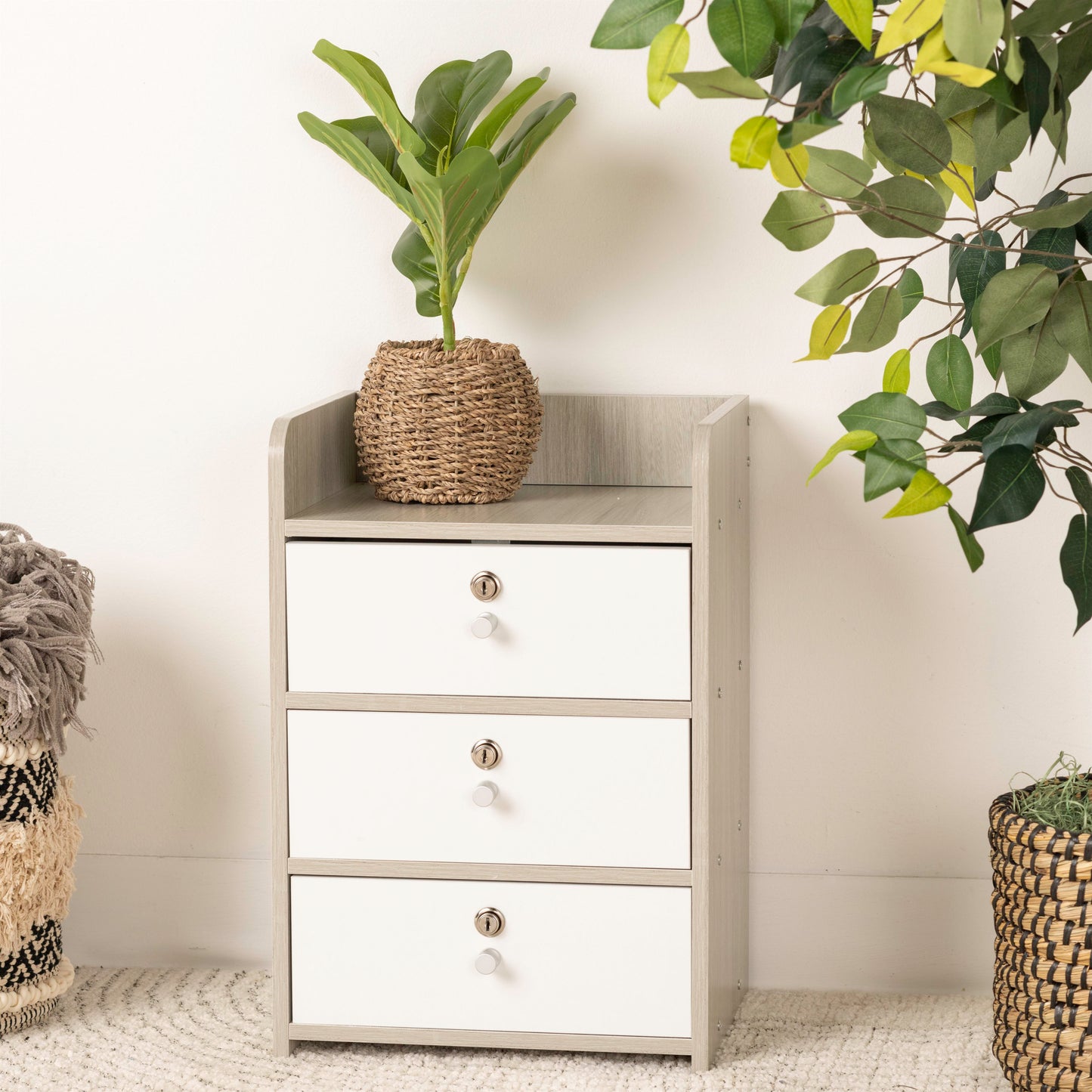 Brand New Pretty Bedside Table with 3 Drawers & Locks