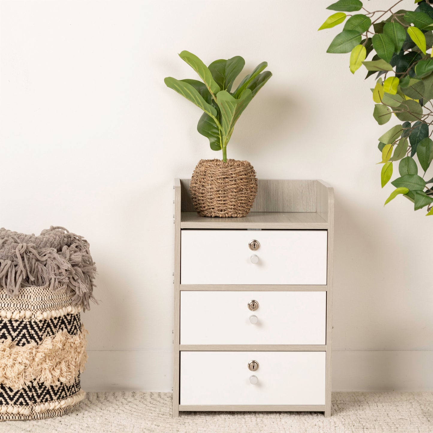 Brand New Pretty Bedside Table with 3 Drawers & Locks