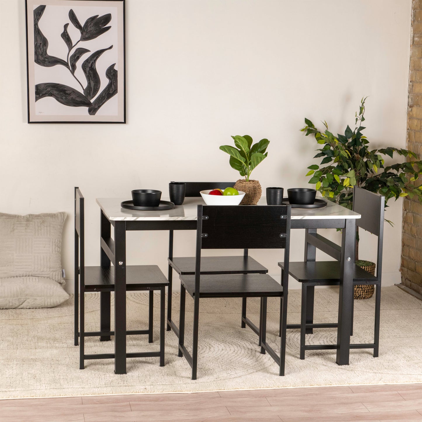 Modern Dining Table Set with 4 Stylish Chairs
