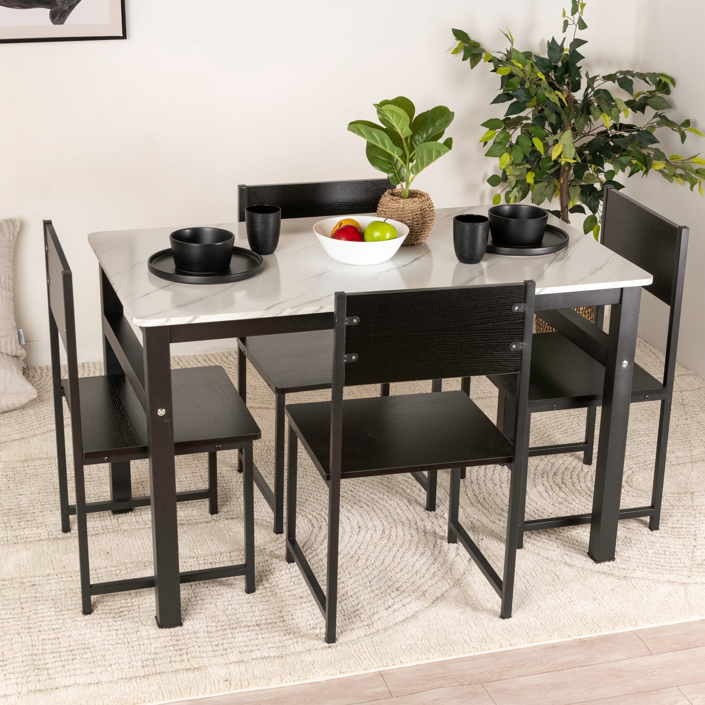 Modern Dining Table Set with 4 Stylish Chairs