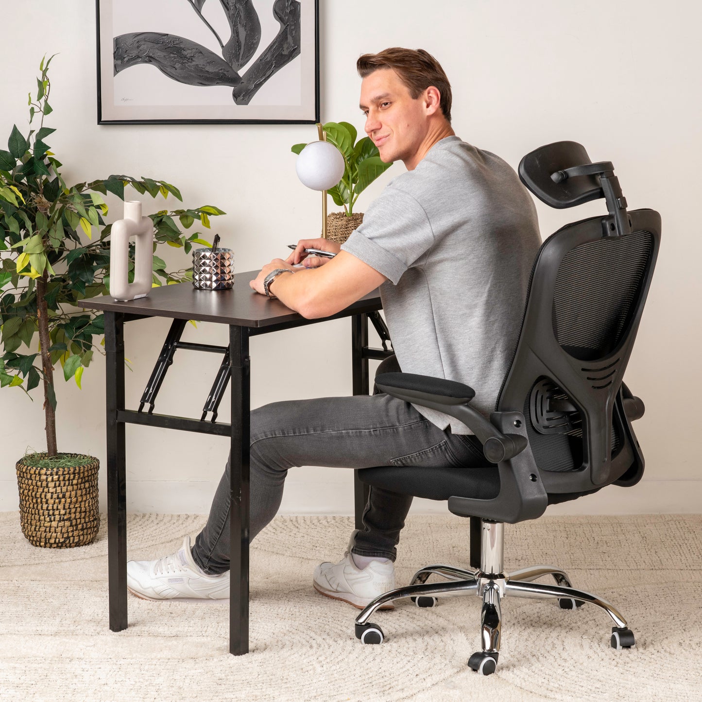 Ergonomic Office Chair with Headrest & Adjustable Armrests