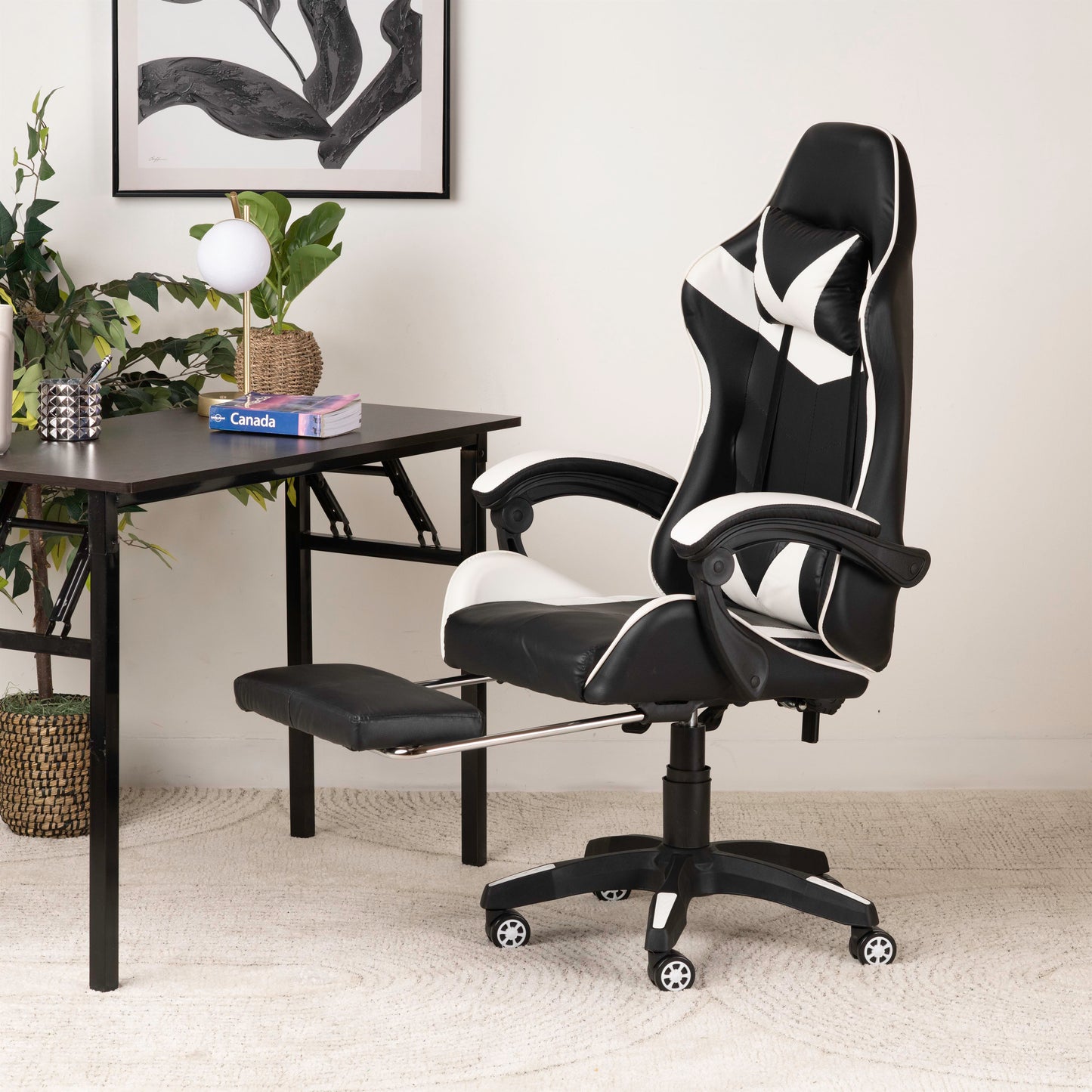 Leather Gaming Chair – Ergonomic with Headrest & Footrest