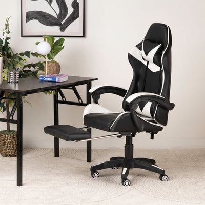 Leather Gaming Chair – Ergonomic with Headrest & Footrest